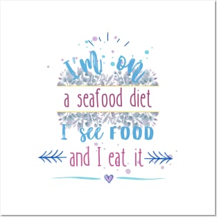 Seafood diet blue Posters and Art